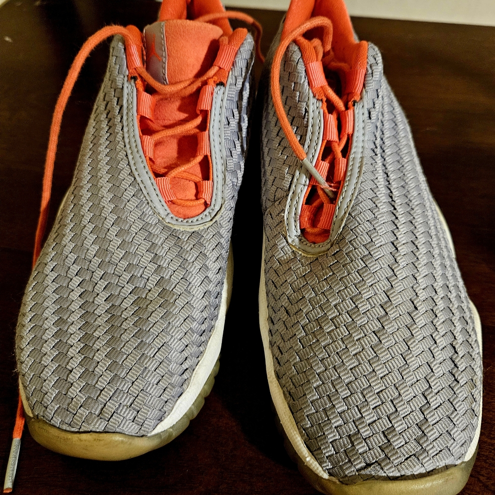 Nike Kids Gray and Orange Woven Sneakers